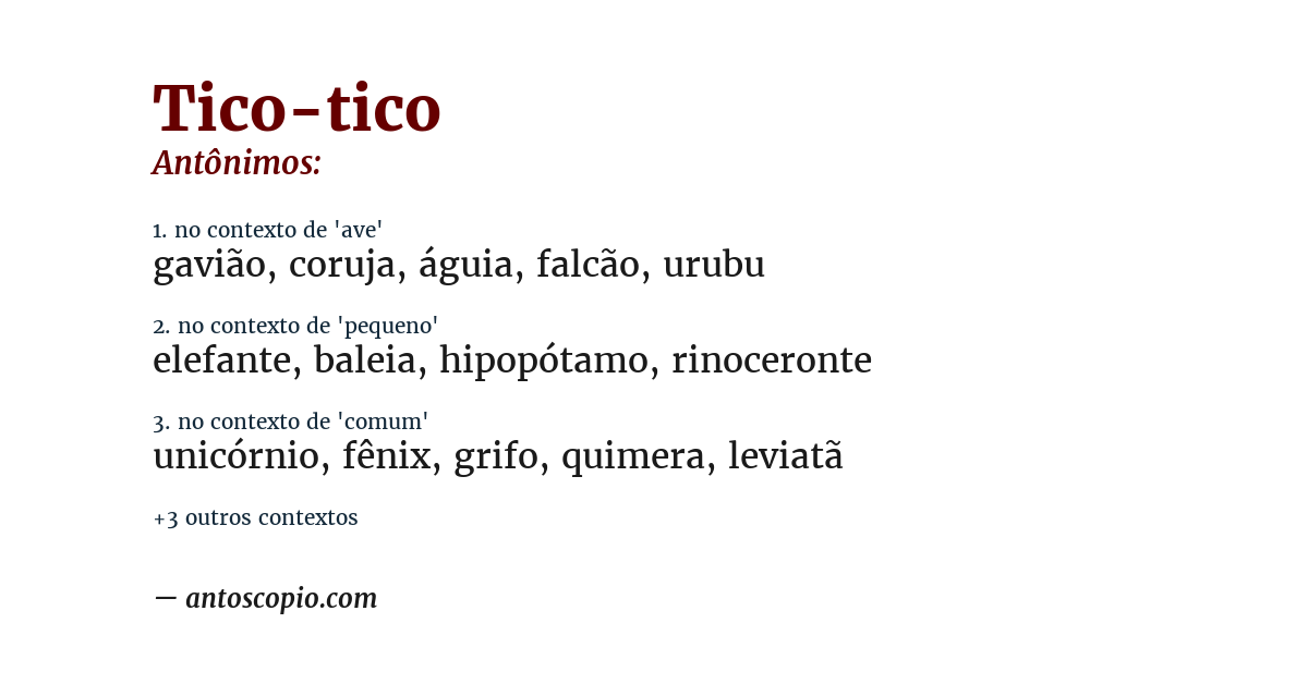 Antônimo de tico-tico