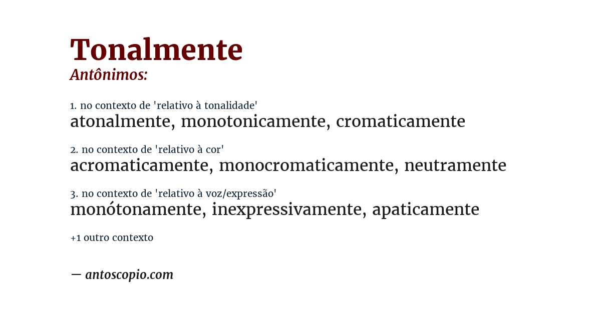 Antônimo de tonalmente