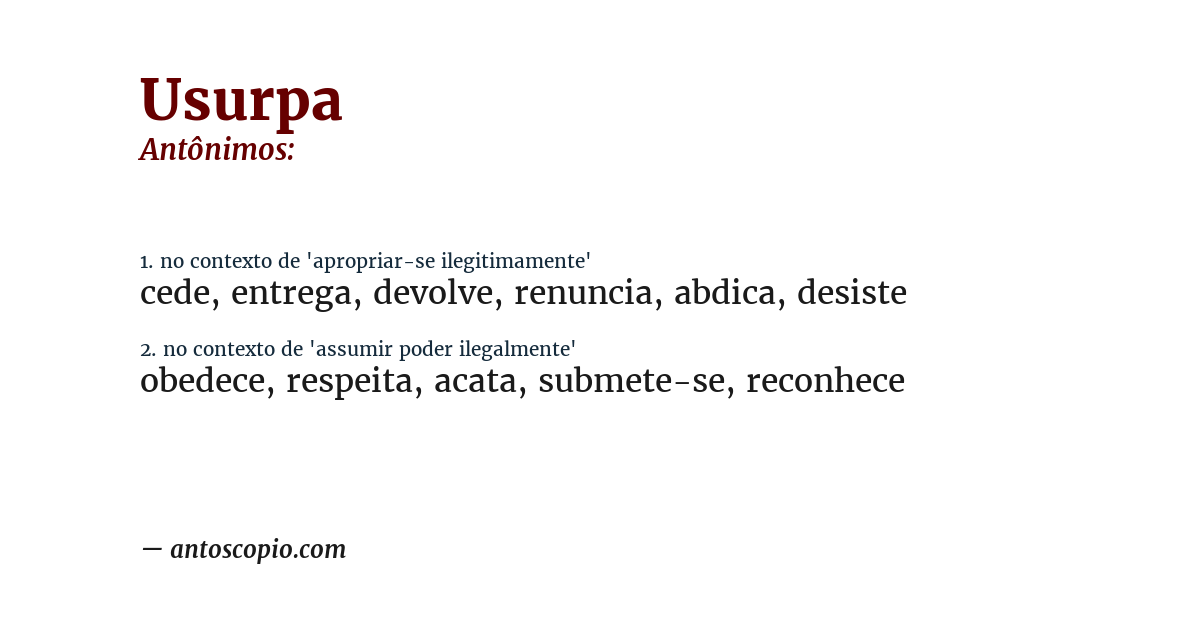 Antônimo de usurpa