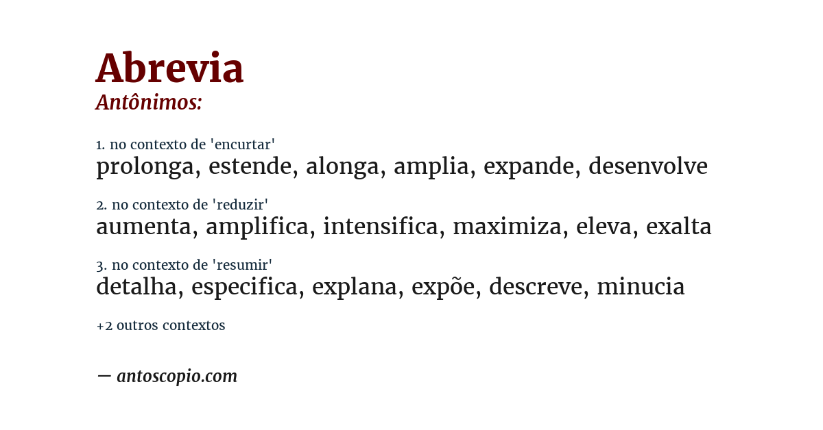 Antônimo de abrevia