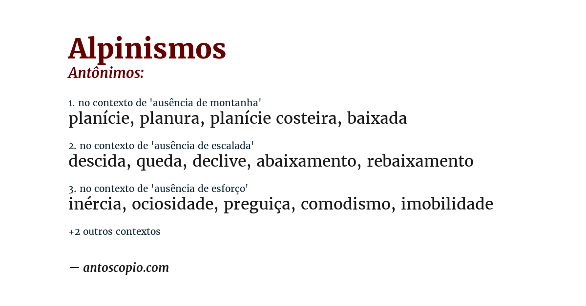 Antônimo de alpinismos