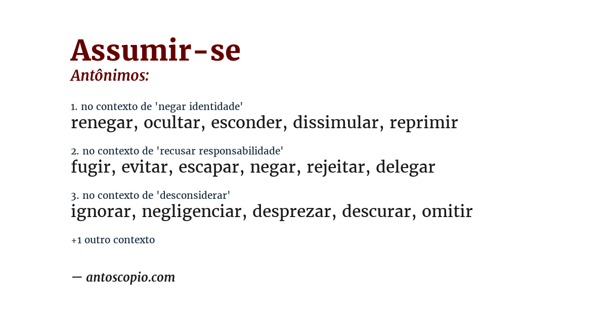 Antônimo de assumir-se