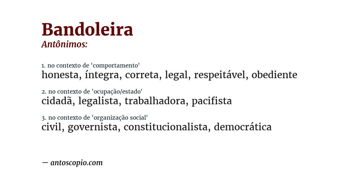Antônimo de bandoleira