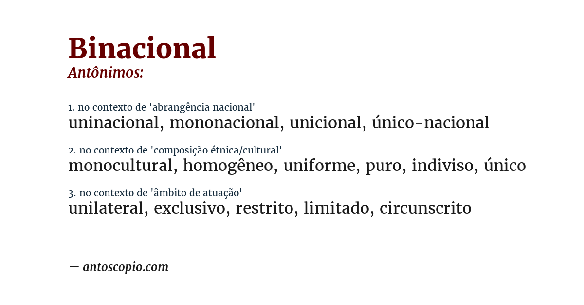 Antônimo de binacional