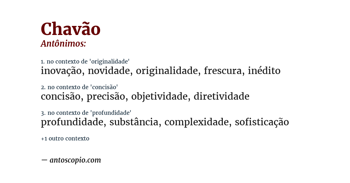 Antônimo de chavão