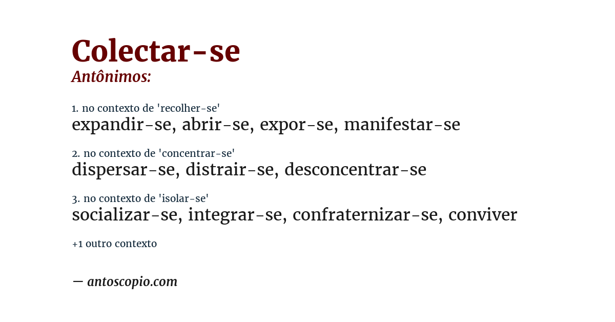 Antônimo de colectar-se