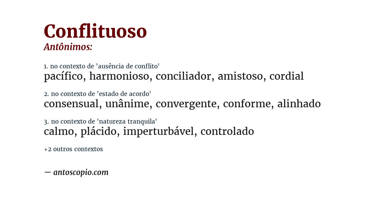 Antônimo de conflituoso