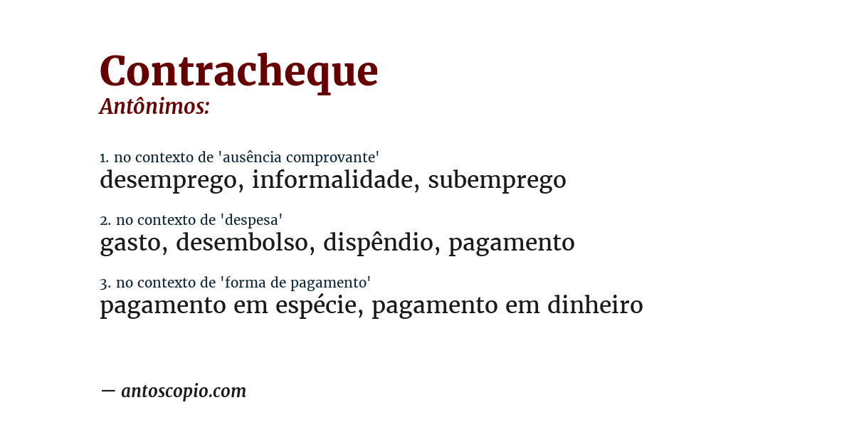 Antônimo de contracheque