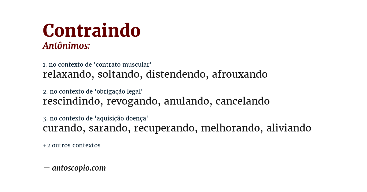 Antônimo de contraindo