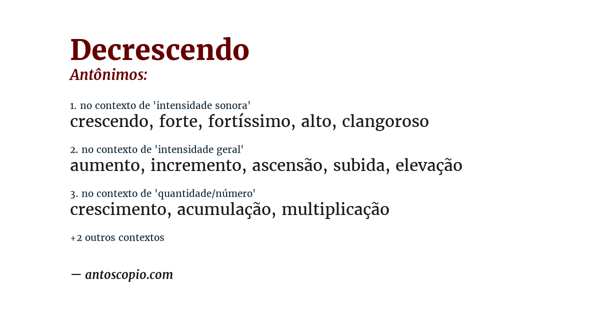 Antônimo de decrescendo