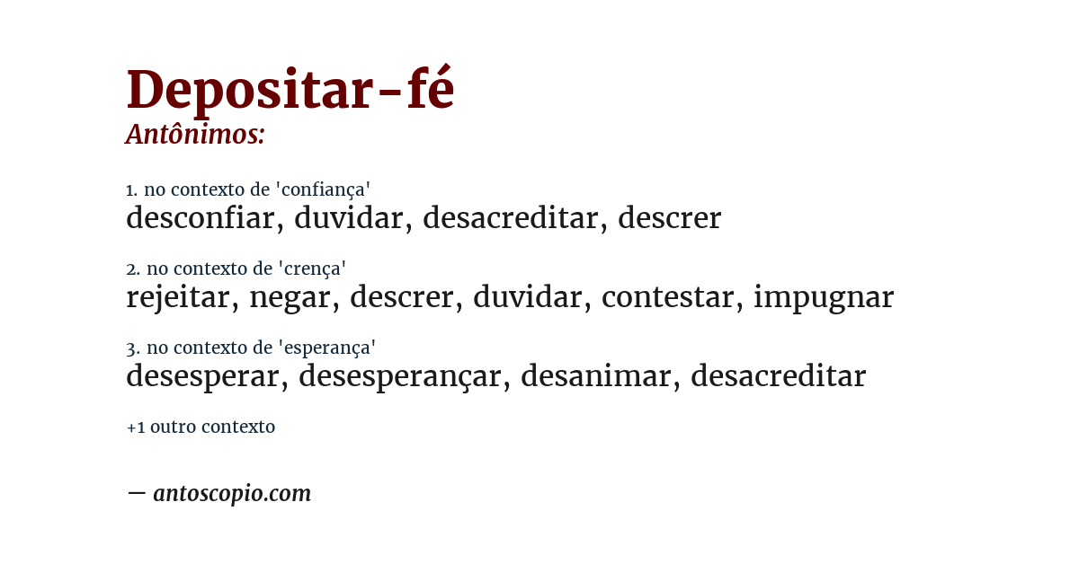 Antônimo de depositar-fé