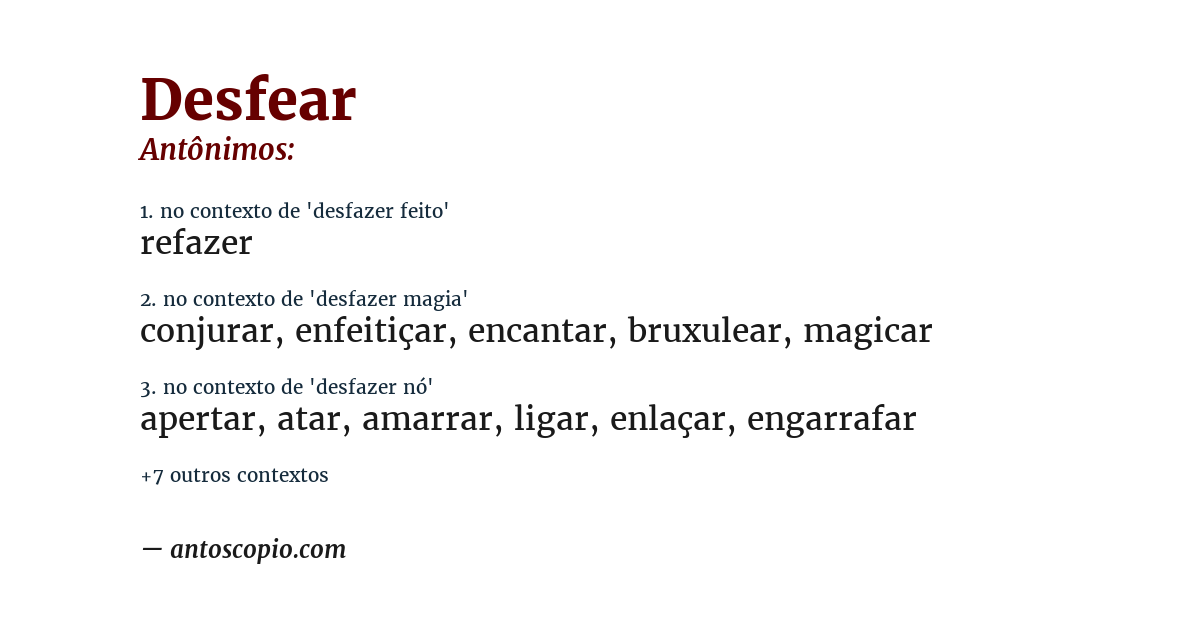 Antônimo de desfear
