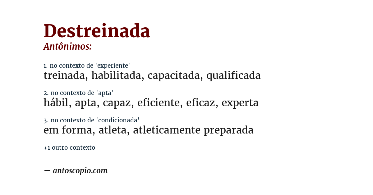 Antônimo de destreinada