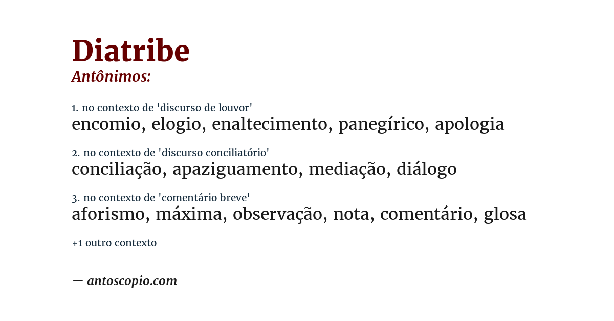 Antônimo de diatribe