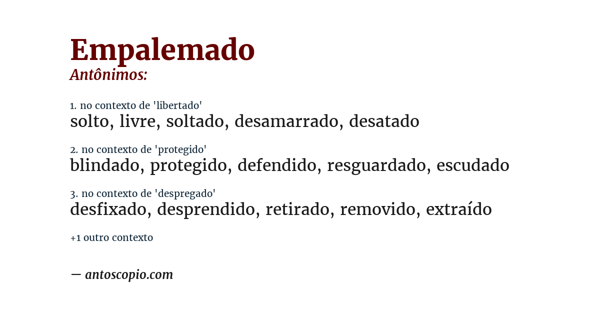 Antônimo de empalemado
