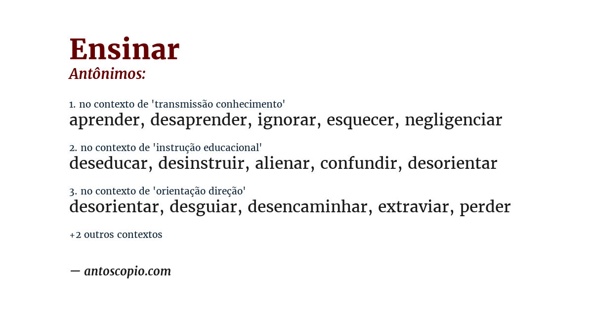 Antônimo de ensinar