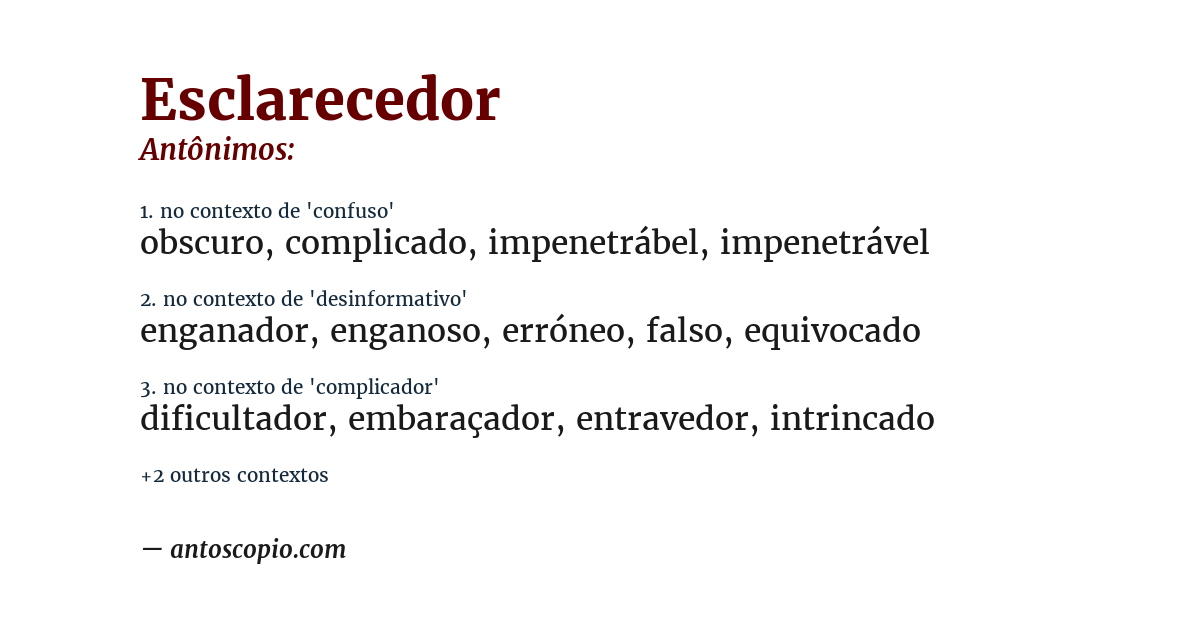 Antônimo de esclarecedor
