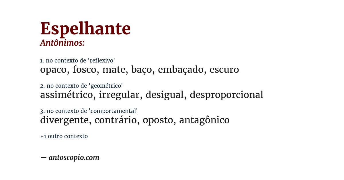 Antônimo de espelhante