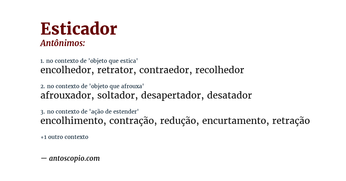 Antônimo de esticador