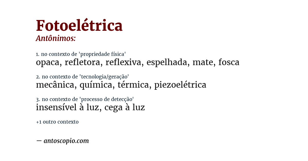 Antônimo de fotoelétrica