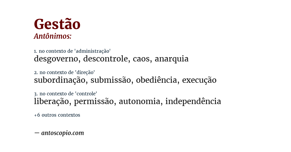 Antônimo de gestão