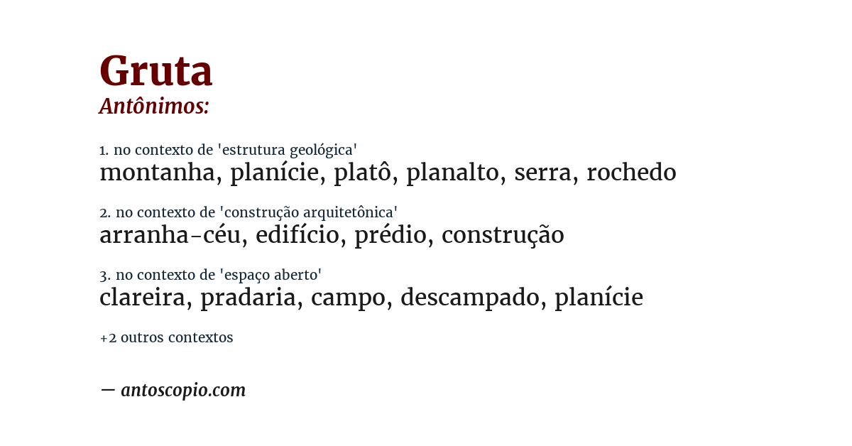 Antônimo de gruta