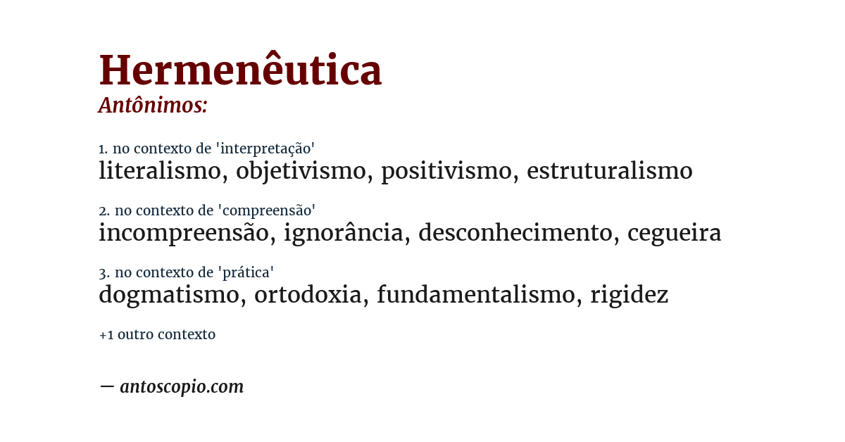 Antônimo de hermenêutica