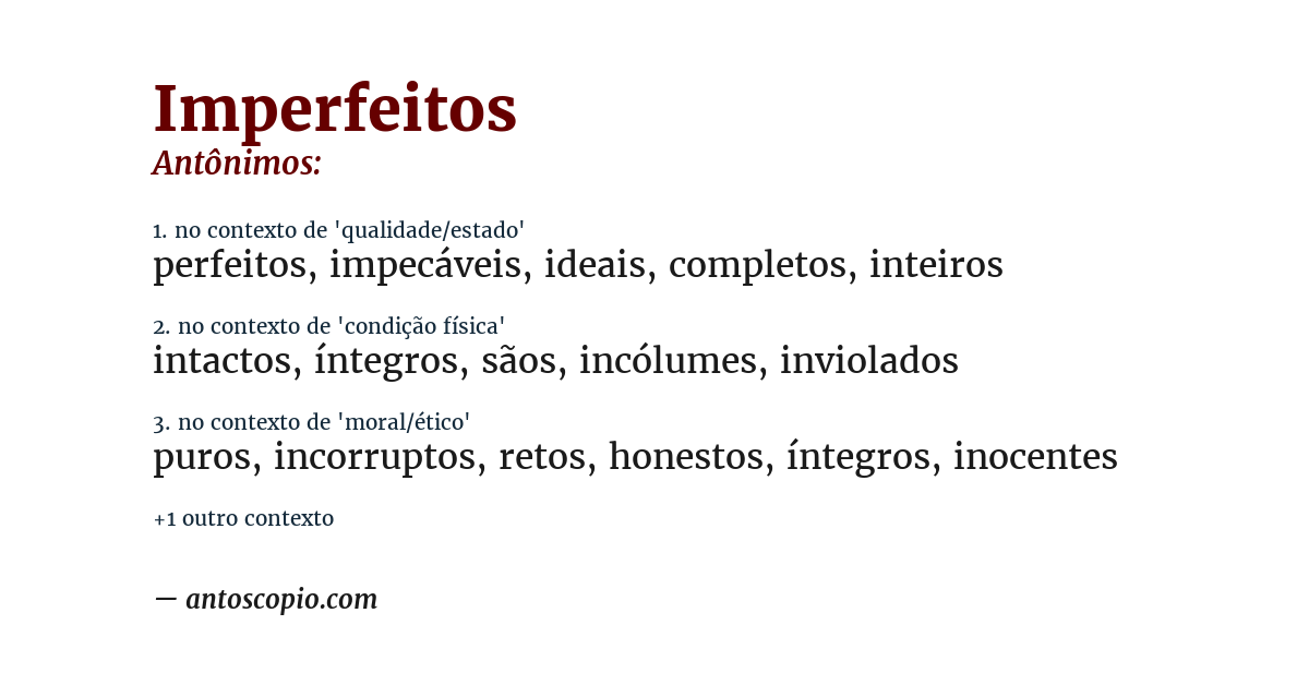 Antônimo de imperfeitos