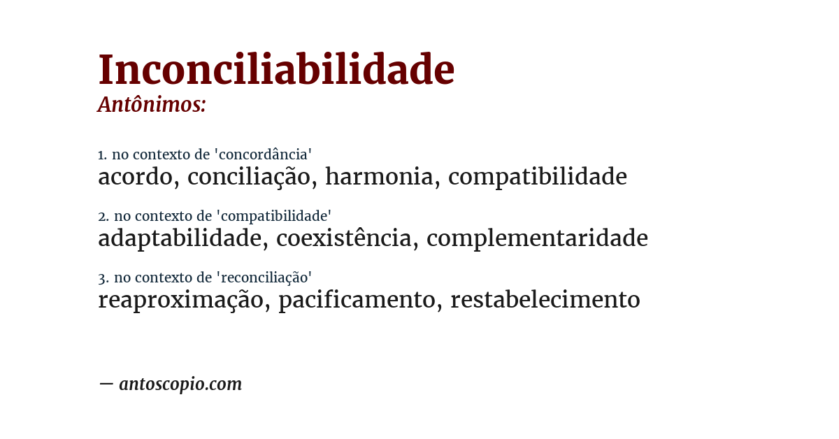 Antônimo de inconciliabilidade