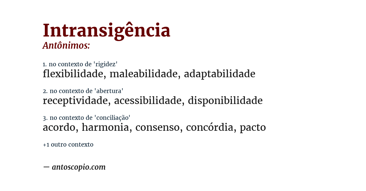 Antônimo de intransigência