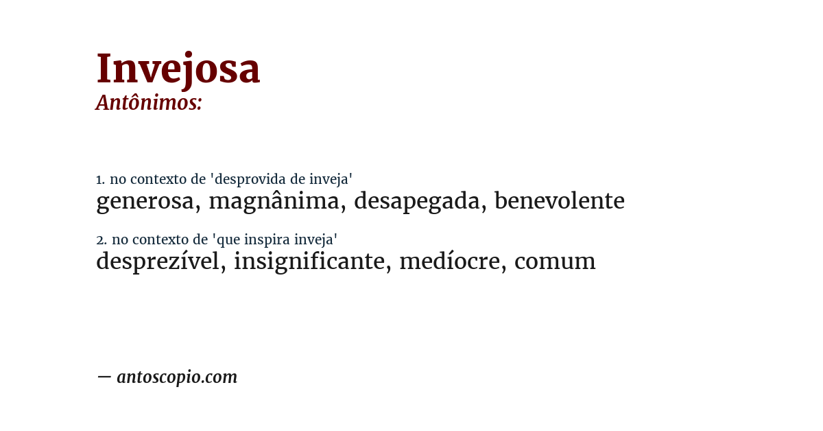 Antônimo de invejosa