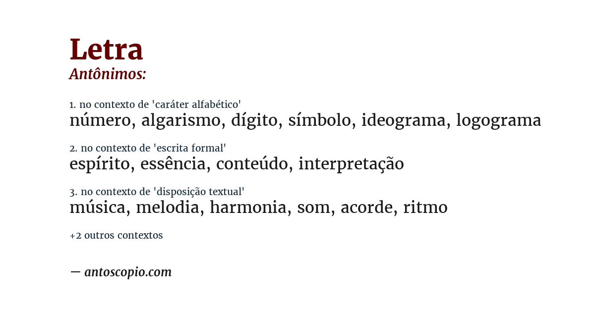 Antônimo de letra