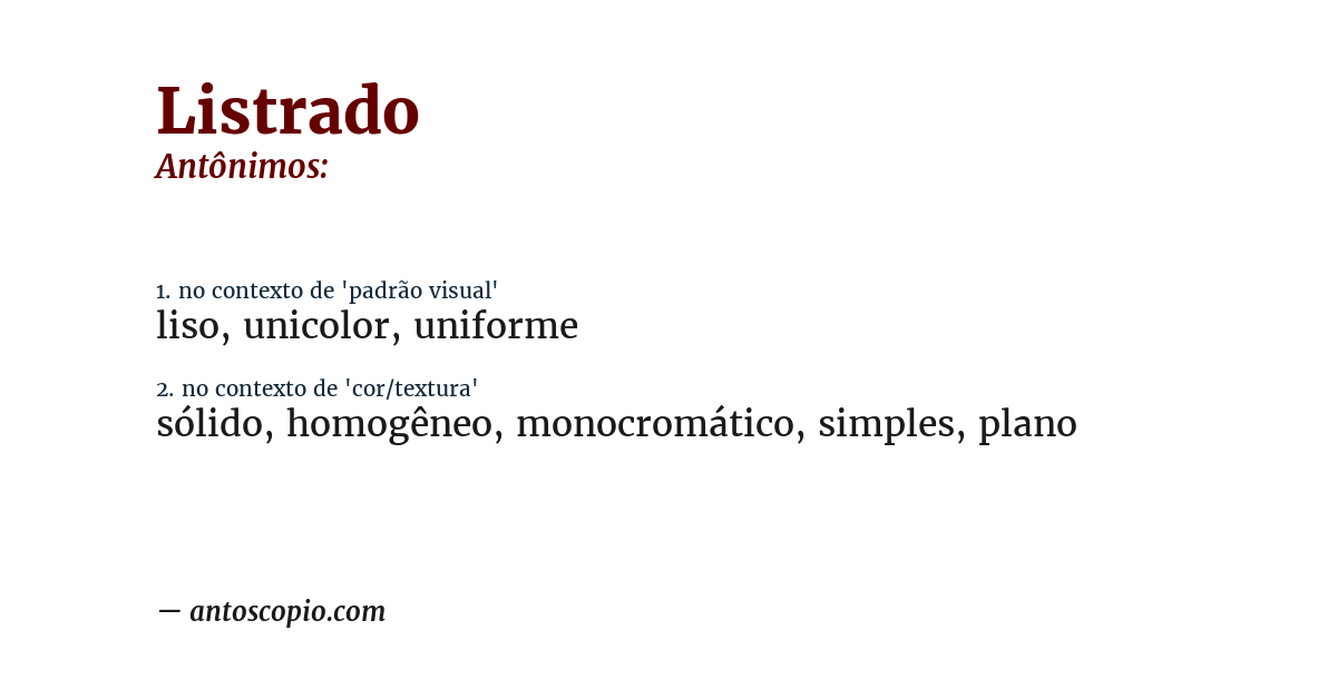 Antônimo de listrado