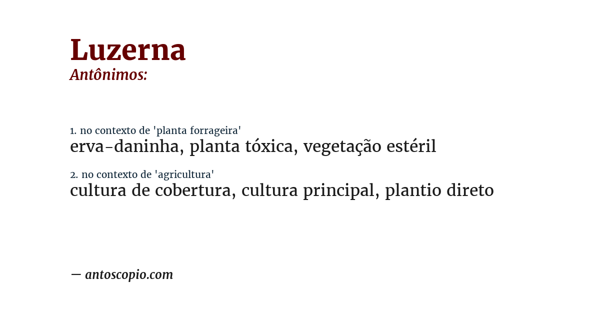 Antônimo de luzerna