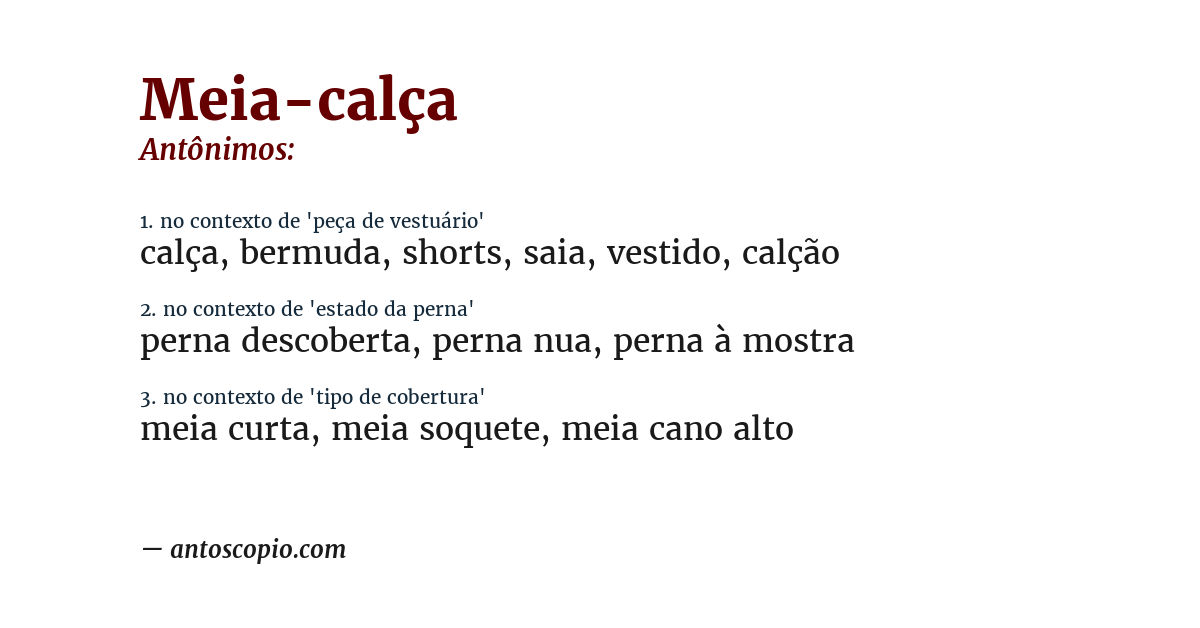 Antônimo de meia-calça