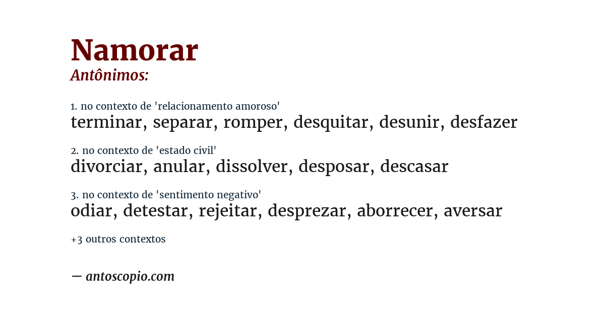 Antônimo de namorar