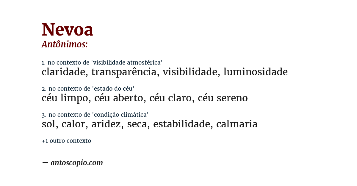 Antônimo de nevoa