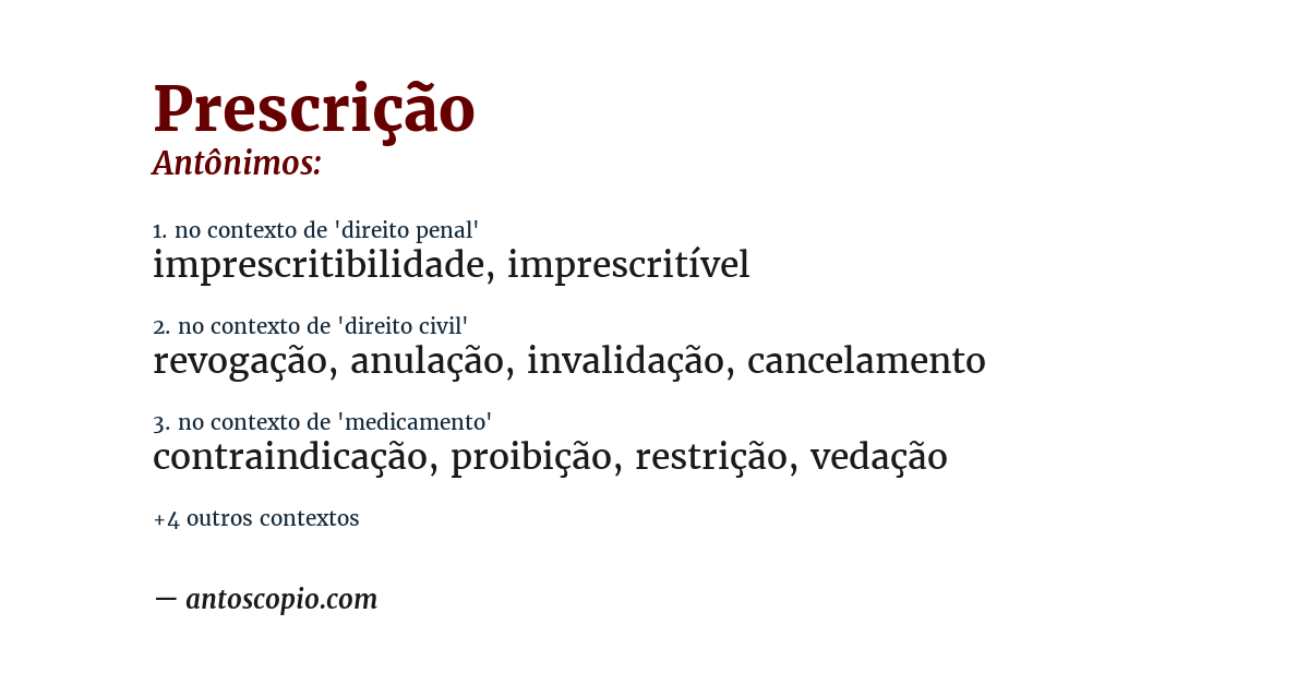 Antônimo de prescrição