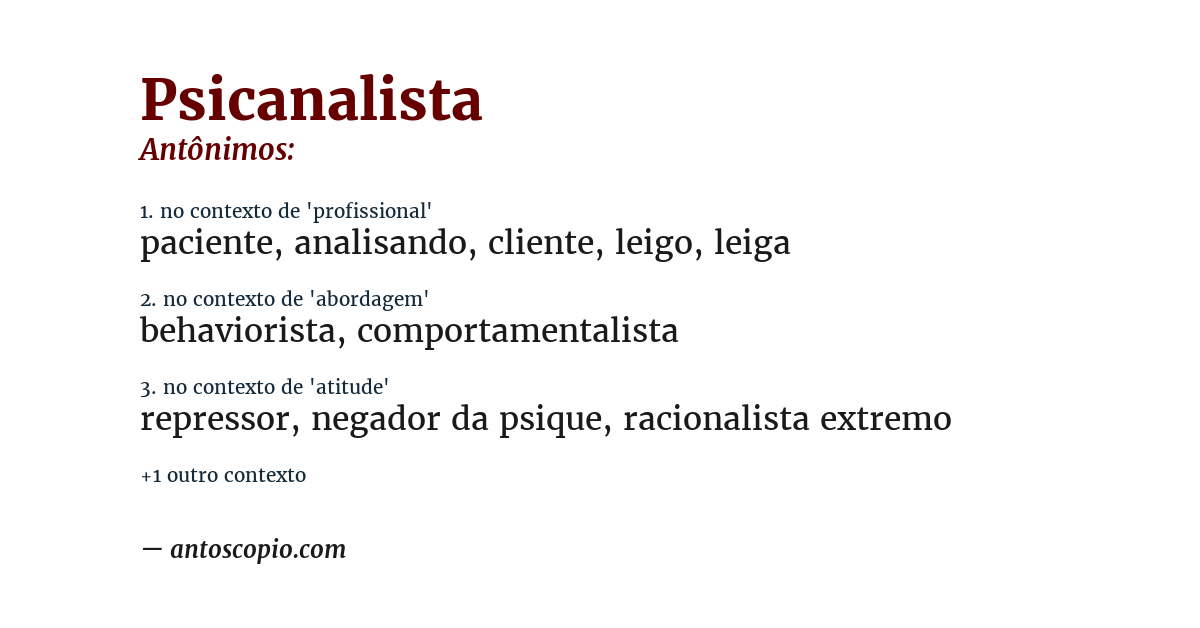 Antônimo de psicanalista