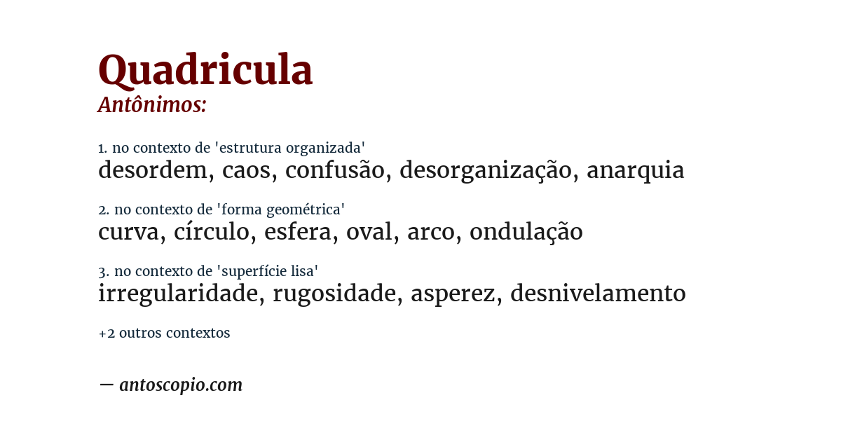 Antônimo de quadricula