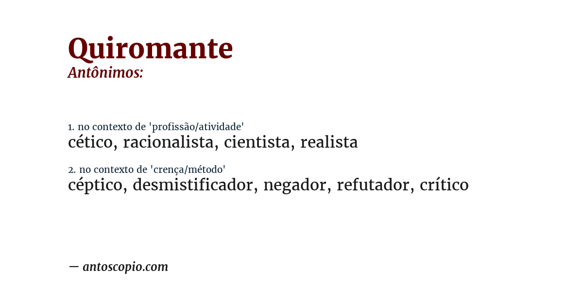 Antônimo de quiromante