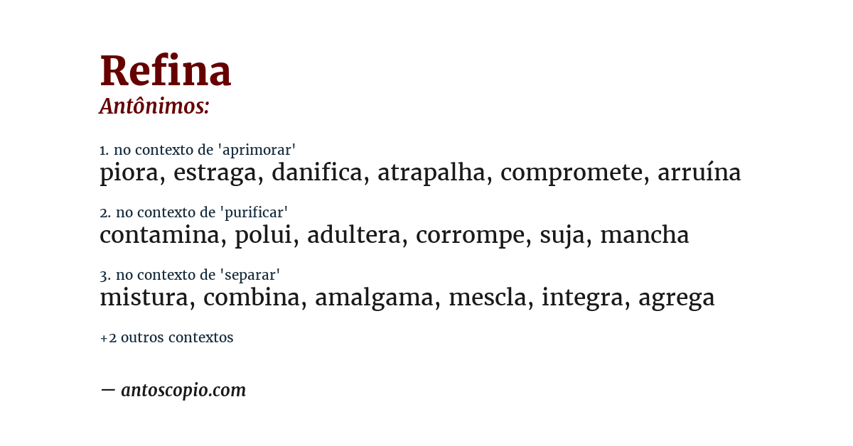 Antônimo de refina