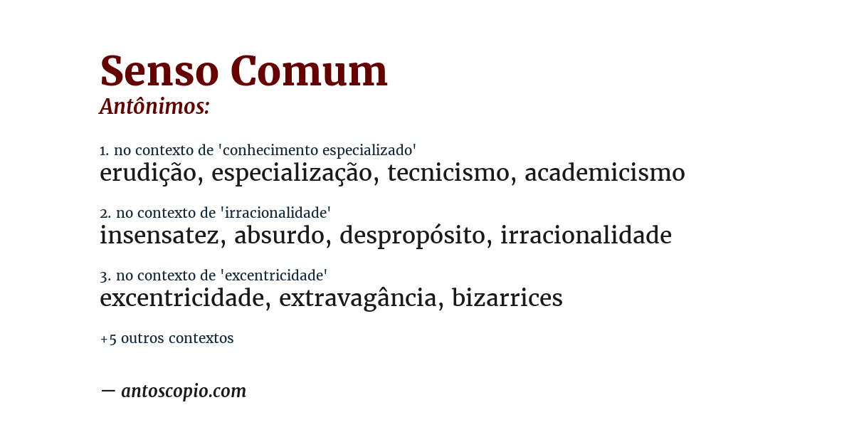 Antônimo de senso comum