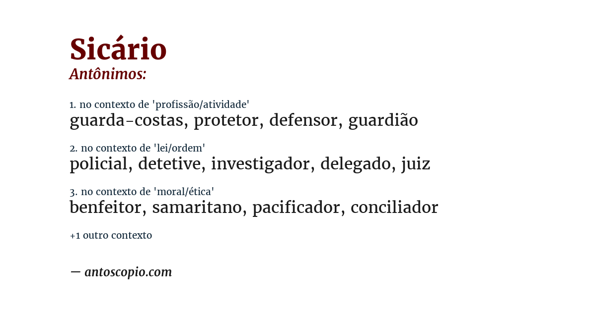 Antônimo de sicário