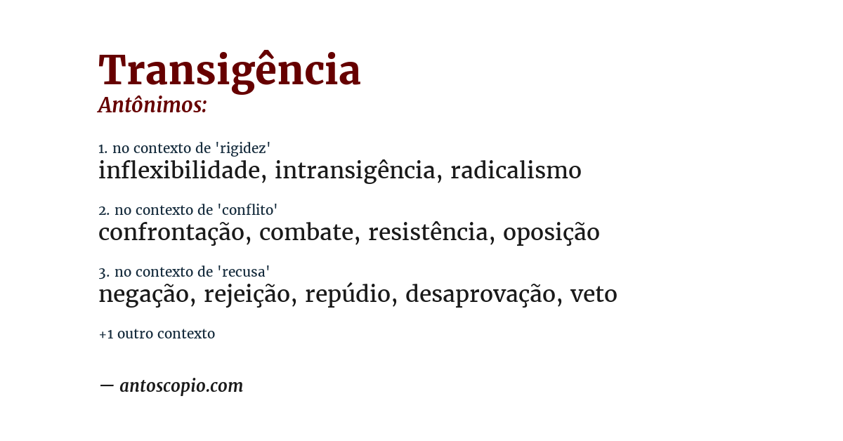 Antônimo de transigência