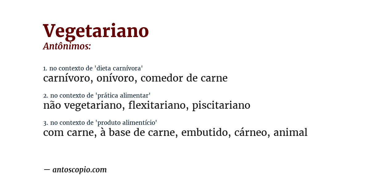 Antônimo de vegetariano