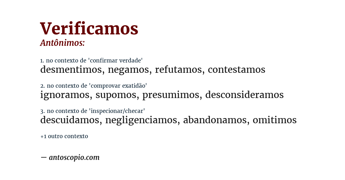 Antônimo de verificamos