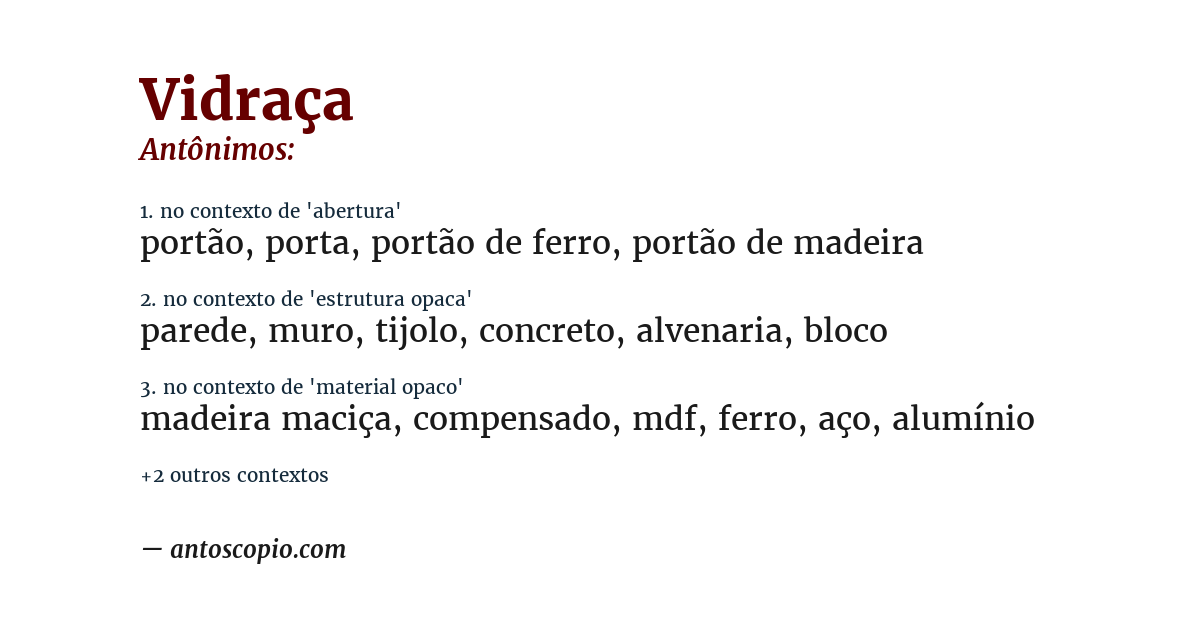 Antônimo de vidraça