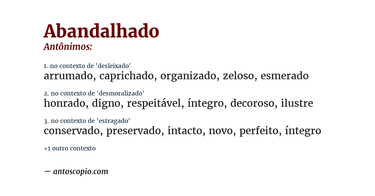Antônimo de abandalhado