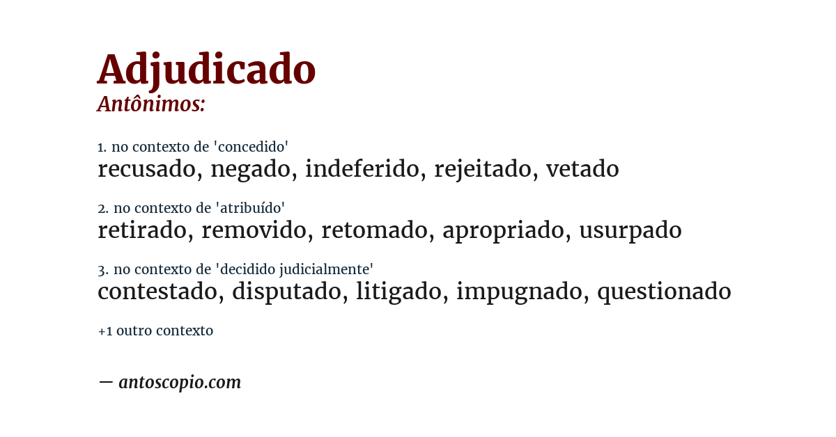 Antônimo de adjudicado